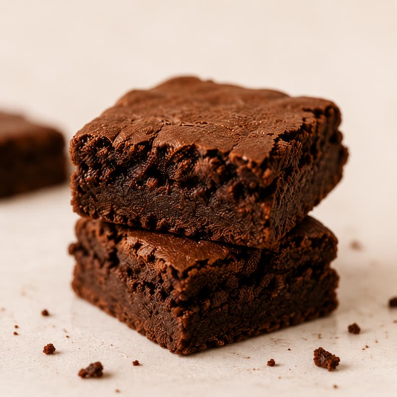 A stack of two fudgy JoZi brownies